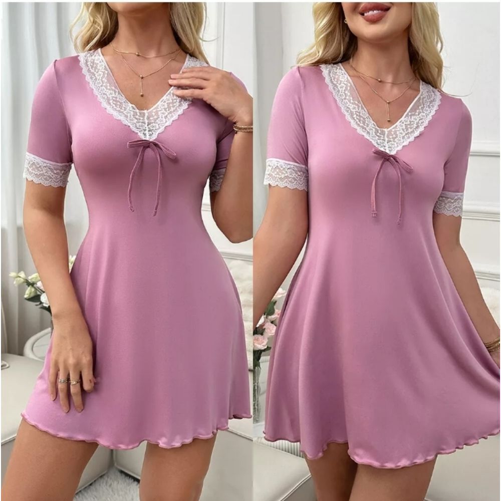 Lace Modal Robe Babydoll Women Sexy Lingerie Sleepwear Underwear Nightgown